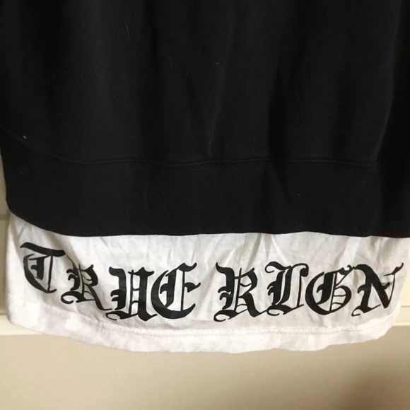 TRUE RELIGION Jet Black Pull Over Raglan W/Shirt Tail Mens 2XL RT $168 EUC - Picture 5 of 10